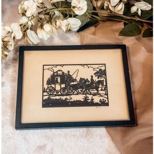 Antique Lovers in Carriage Silhouette Art